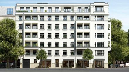 Der Architektenentwurf für das Wohngebäude an der Mommsen-, Ecke Leibnizstraße.