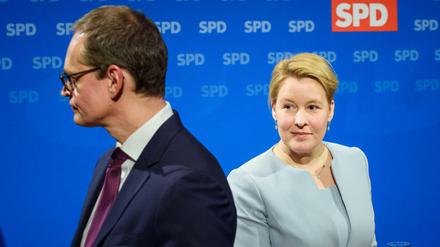 Platz da. Michael Müller verzichtet für Franziska Giffey auf eine erneute Kandidatur als Landeschef der SPD.