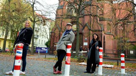 Bürgerinitiative im Samariterkiez in Berlin-Friedrichshain mit Pollern, für die sie sich zwecks Verkehrsberuhigung eingesetzt hat.