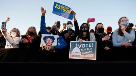 Die Demographie eröffnet den Demokraten in Georgia eine Chance: Wahlkundgebung für die Senatskandidaten Jon Ossoff and Raphael Warnock.