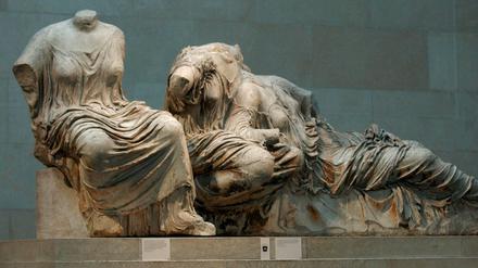 Marmor-Skulpturen aus dem Parthenon im British Museum. 