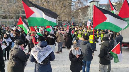 Demo für Solidarität mit Palästinensern und Gaza: Demonstranten haben sich versammelt, darunter auch Vertreter von Team Todenhöfer.