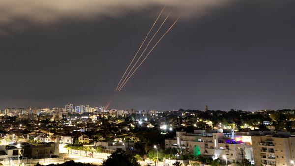 Raketenabwehr über Israel am Samstag.