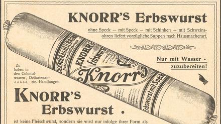 Historische Werbung Erbsenwurst, Quelle: Privat