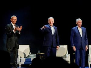 Barack Obama, Joe Biden und Bill Clinton bei der Spendengala.