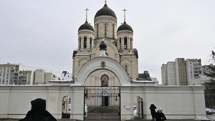 Ein Blick auf die Kirche der Ikone der Mutter Gottes «Lösche meine Schmerzen», in der die Trauerfeier des russischen Oppositionsführers Alexej Nawalny am Freitag stattfinden soll. 