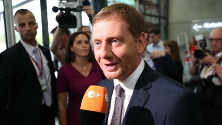 Sachsen, Dresden: Michael Kretschmer, Ministerpräsident von Sachsen im Interview mit dem ZDF bei der Landtagswahl in Sachsen.