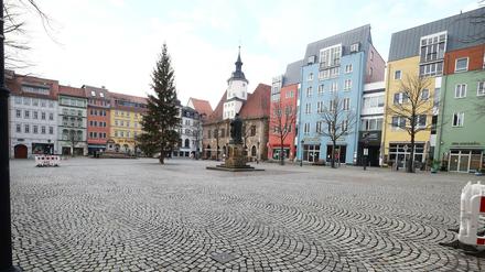 Der Marktplatz von Jena am Neujahrstag.