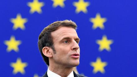 Frankreichs Staatschef Macron bei seiner Rede im EU-Parlament in der vergangenen Woche. 