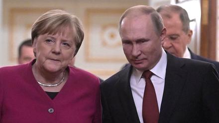 Merkel und Putin am vergangenen Samstag in Moskau.