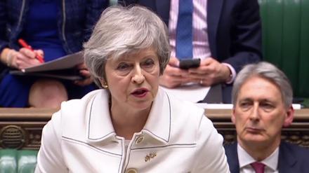 Premierministerin Theresa May bei einer Rede im britischen Unterhaus. 