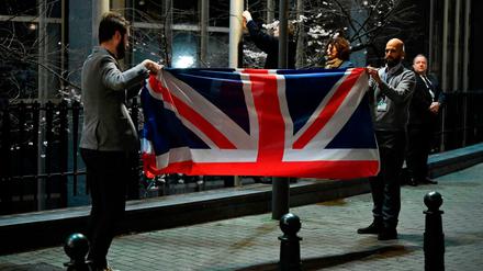 Abschied nach 47 Jahren: Die britische Flagge wird in Brüssel abgehängt.