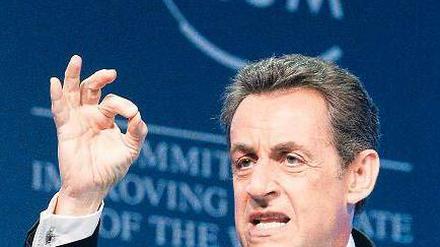 Gegen Zocker. Nicolas Sarkozy kündigte in Davos eine Initiative der G -20-Länder gegen die Spekulation an den Rohstoffmärkten an. Foto: Reuters